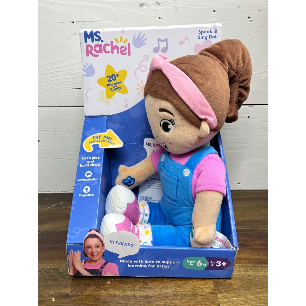 Ms. Rachel Speak & Sing Doll Spin Master Educational Plush Toy 20+ Phrases Songs